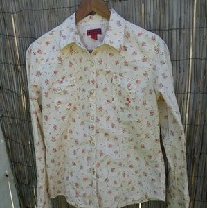 Cowgirl Up Floral Eyelet Button Down Size M